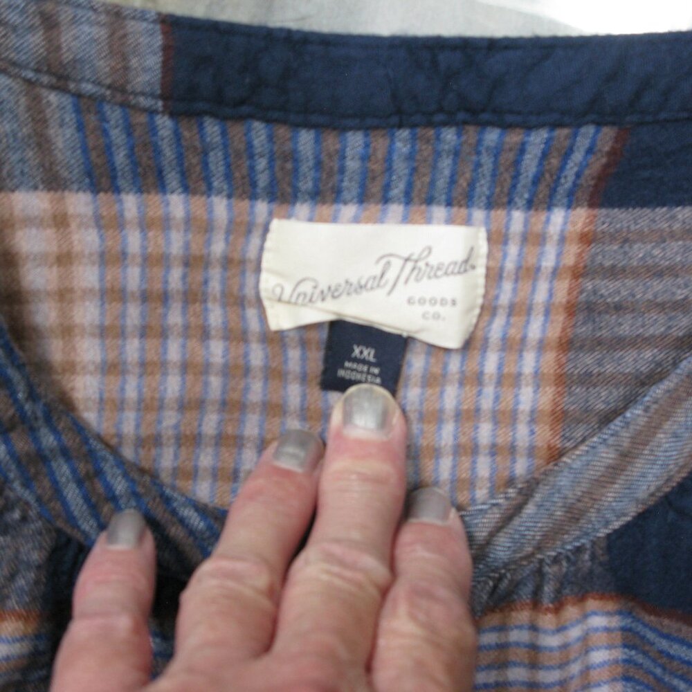 Universal Thread Soft Partial Button Front Plaid … - image 6